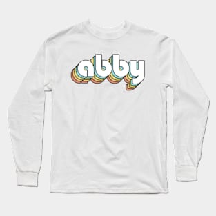 Abby - Retro Rainbow Typography Faded Style Long Sleeve T-Shirt